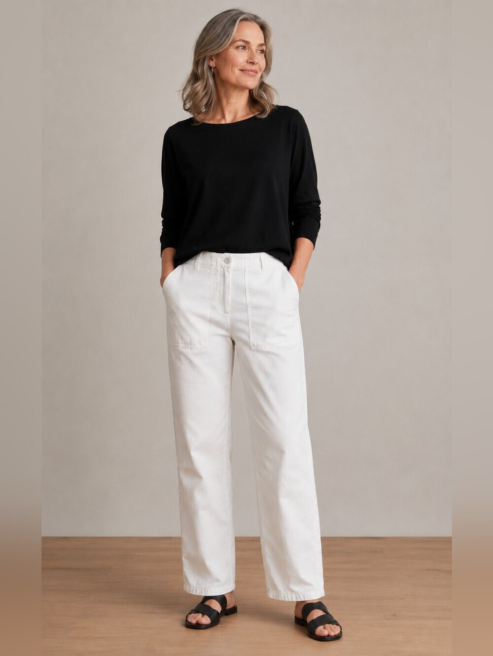 2/$40 Eileen Fisher Organic Cotton Straight Leg White Pants